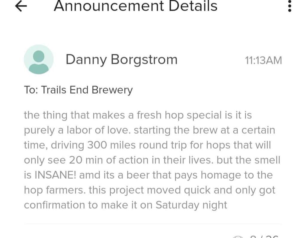 (commercial break) Danny is busy brewing today, but still took the time to send this…