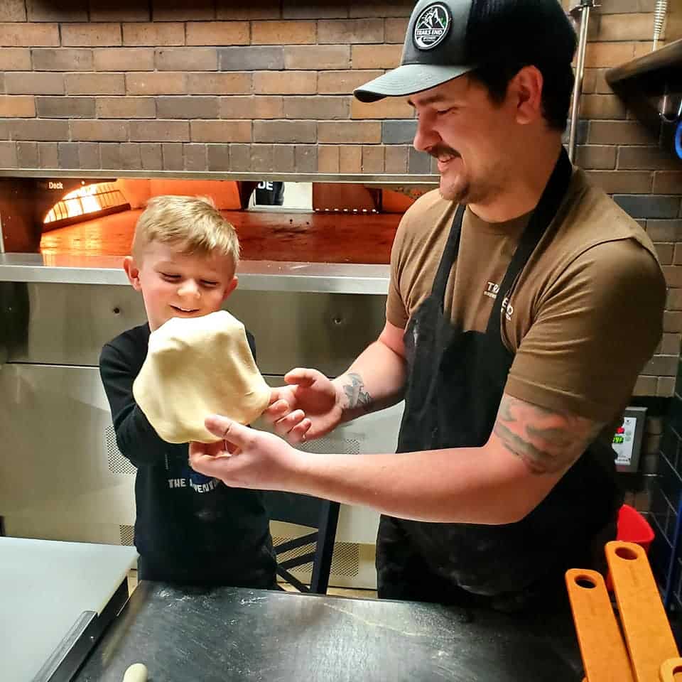 @chef_vance27 teaching our Little the pizza basics. ??  #littlechef #trailsendbr