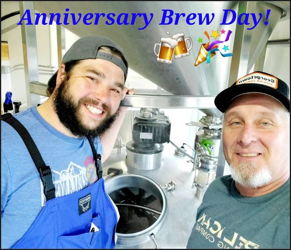 Today Kirk and Danny are brewing for our 1-Year Anniversary Party May 15th! 🎉🍺