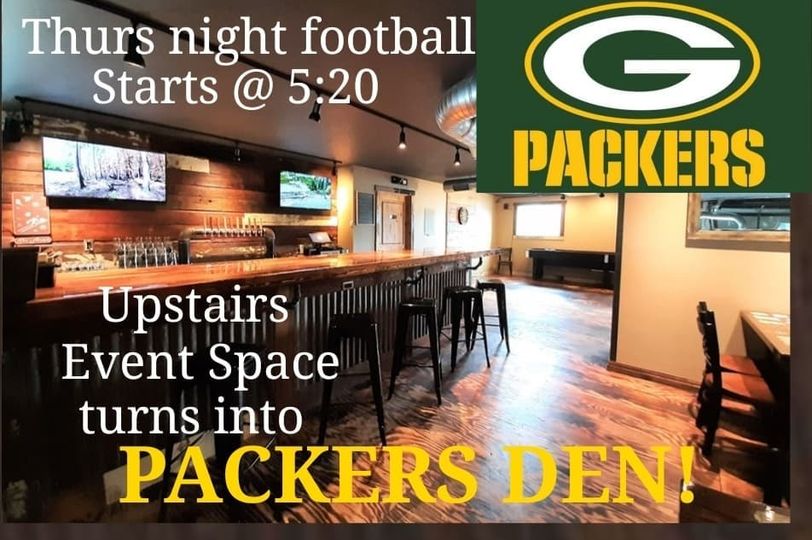 🍺🏈Tonight, our 1st PACKERS DEN in the Mezzanine! Free pint w/purchase of a 14″ P