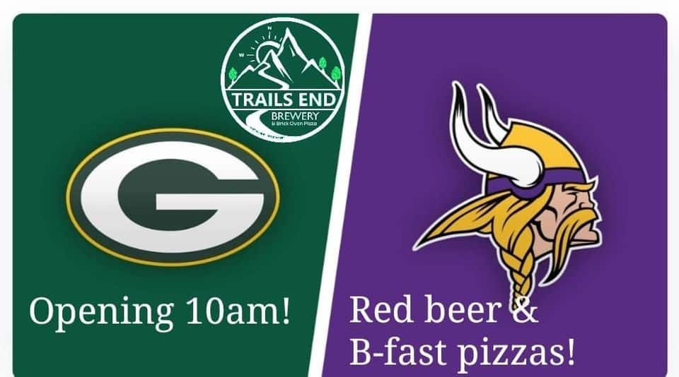Packers Den again tomorrow, open at 10am for football, red beers, and breakfast