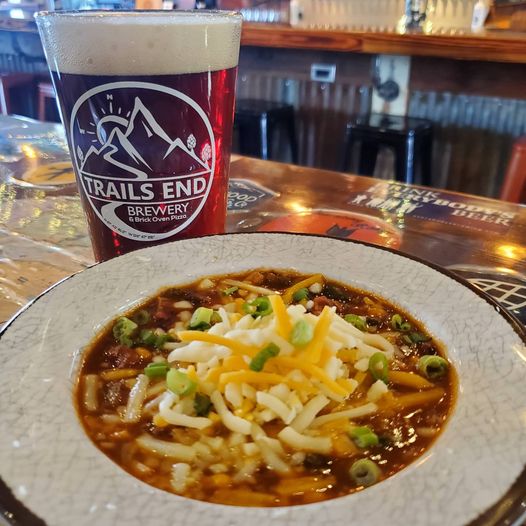 Soup of the Week: Brisket Chili with house-made toast. Shown with a Fog on the J